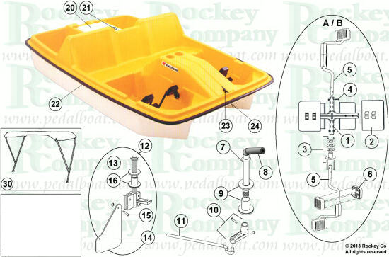 Pedal Boat Universal Replacement Pedal 3/4 Shaft Fits Sundolphin Water Whee...